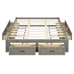 Queen Size Platform Bed with 6 Storage Drawers, Antique White