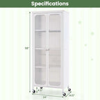 Costway Storage Cabinet with Wheels & 2 Translucent Doors Adjustable - See Details