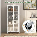 Costway Storage Cabinet with Wheels & 2 Translucent Doors Adjustable - See Details