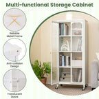 Costway Storage Cabinet with Wheels & 2 Translucent Doors Adjustable - See Details