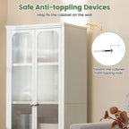 Costway Storage Cabinet with Wheels & 2 Translucent Doors Adjustable - See Details