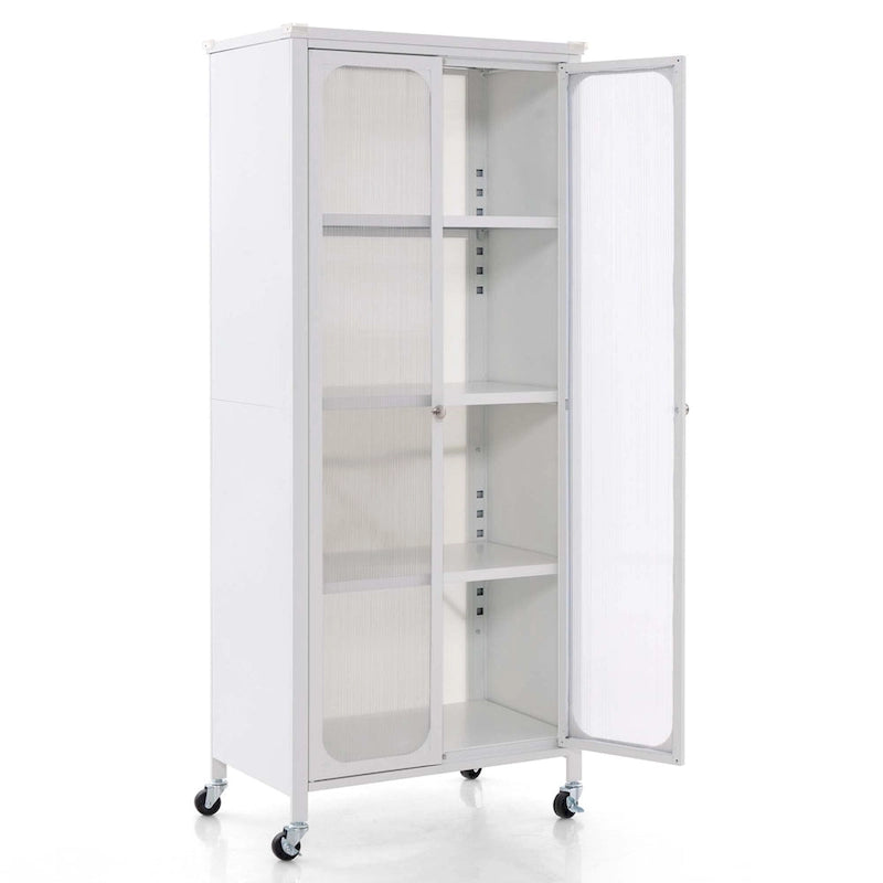 Costway Storage Cabinet with Wheels & 2 Translucent Doors Adjustable - See Details