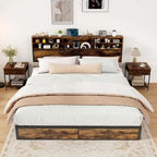 Costway Twin/Full/Queen/King Bed Frame with Charging Station Storage
