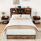 Costway Twin/Full/Queen/King Bed Frame with Charging Station Storage