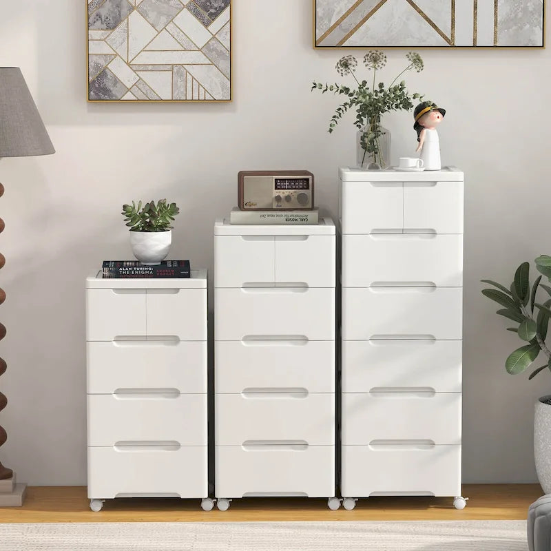 Costway 2 PCS 6-Drawer Plastic Rolling Storage Cart with 4 Universal - See Details