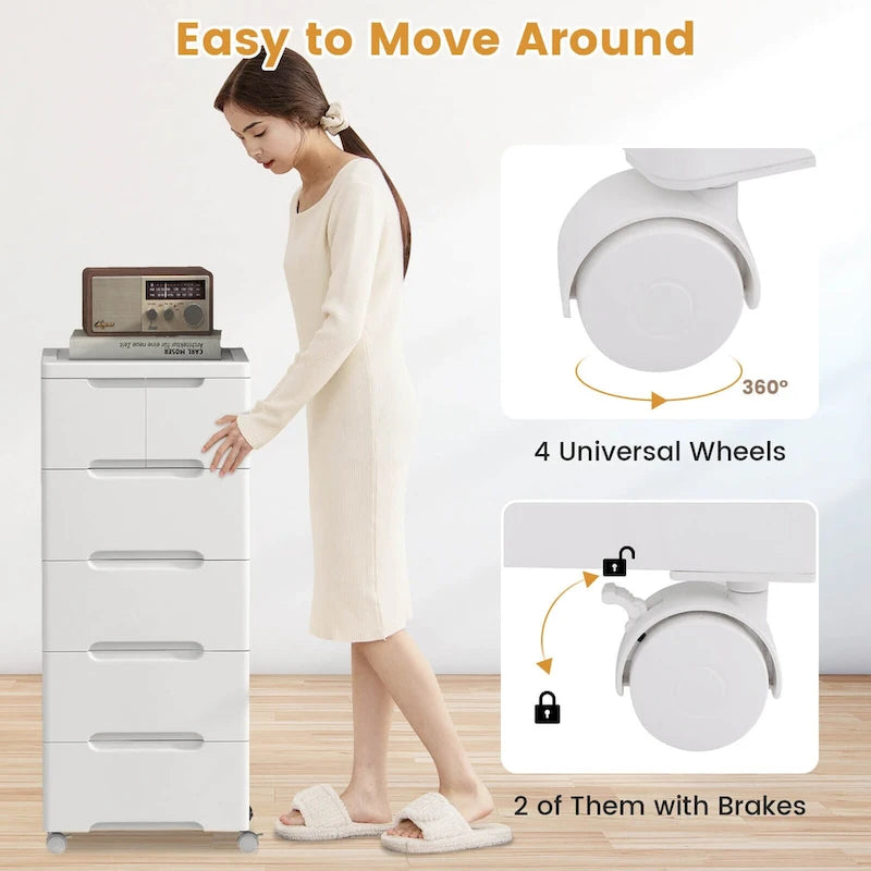 Costway 2 PCS 6-Drawer Plastic Rolling Storage Cart with 4 Universal - See Details