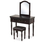 Costway Vanity Table Set Makeup Desk Cushioned Stool 3 Drawer Large - See Details