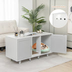 Gymax Cat Litter Box Enclosure Hidden Cat Washroom w/ 2 Doors
