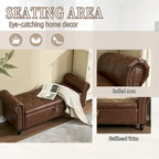 55.12 Upholstered Fabric Storage Ottoman Bench, Button Tufted Design, 275lbs Capacity for Living Room or Bedroom