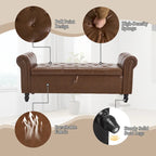 55.12 Upholstered Fabric Storage Ottoman Bench, Button Tufted Design, 275lbs Capacity for Living Room or Bedroom