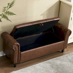 55.12 Upholstered Fabric Storage Ottoman Bench, Button Tufted Design, 275lbs Capacity for Living Room or Bedroom