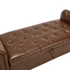 55.12 Upholstered Fabric Storage Ottoman Bench, Button Tufted Design, 275lbs Capacity for Living Room or Bedroom