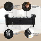 55.12 Upholstered Fabric Storage Ottoman Bench, Button Tufted Design, 275lbs Capacity for Living Room or Bedroom