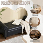 55.12 Upholstered Fabric Storage Ottoman Bench, Button Tufted Design, 275lbs Capacity for Living Room or Bedroom
