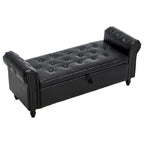 55.12 Upholstered Fabric Storage Ottoman Bench, Button Tufted Design, 275lbs Capacity for Living Room or Bedroom