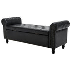 55.12 Upholstered Fabric Storage Ottoman Bench, Button Tufted Design, 275lbs Capacity for Living Room or Bedroom