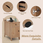 Costway 1/2 PCS End Table with Charging Station Flip Top Bedside Table