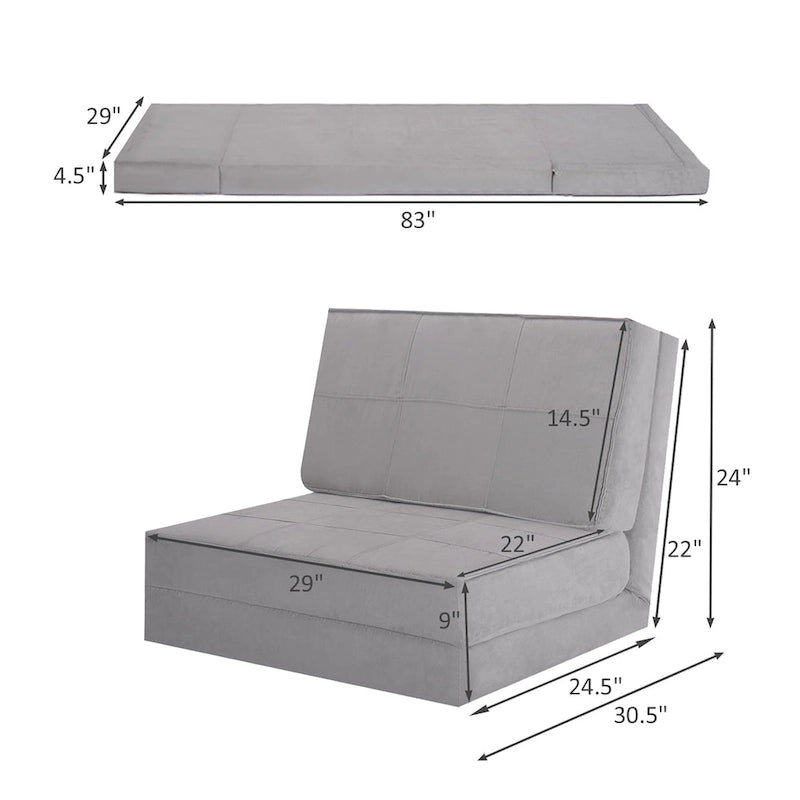 Costway Convertible Fold Down Chair Flip Out Lounger Sleeper Bed Couch