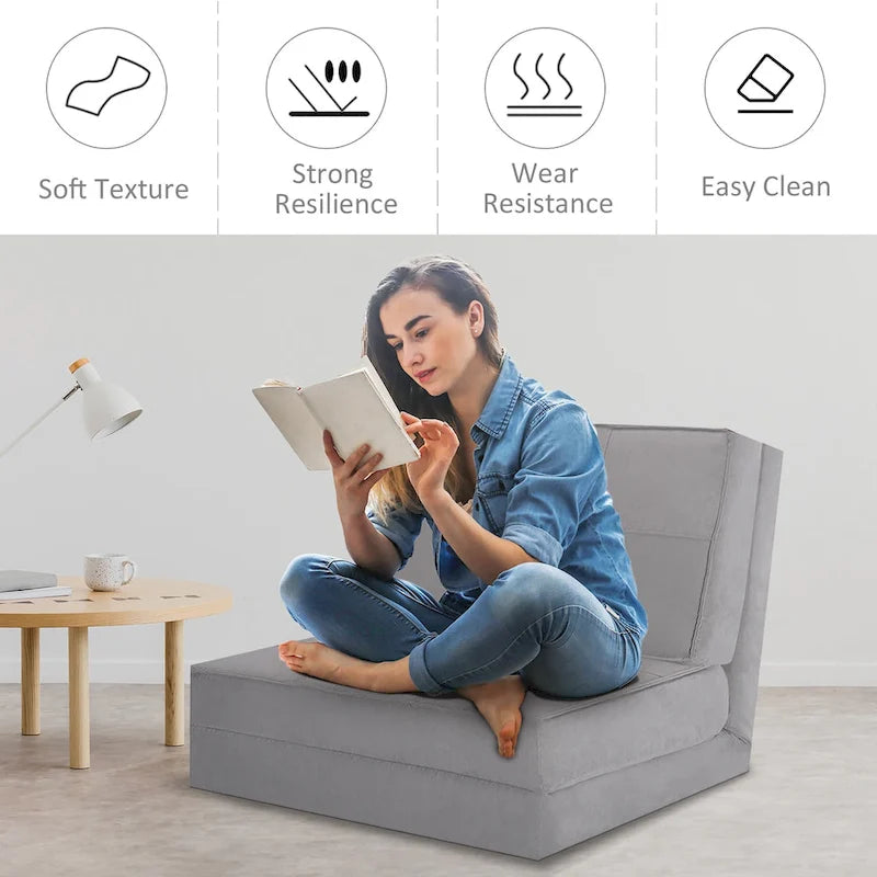 Costway Convertible Fold Down Chair Flip Out Lounger Sleeper Bed Couch