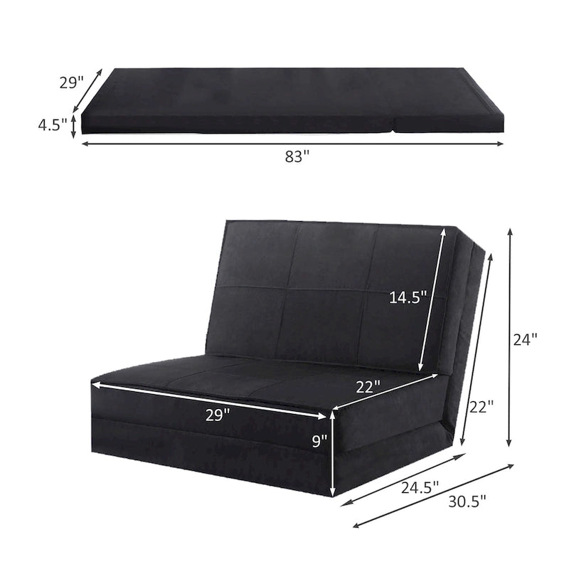 Costway Convertible Fold Down Chair Flip Out Lounger Sleeper Bed Couch