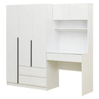 3-in-1 Wardrobe Closet with Vanity Desk, Desk Set, Bedroom Armoire with 2 Drawers 3-Door Storage Desk Wardrobe