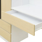 3-in-1 Wardrobe Closet with Vanity Desk, Desk Set, Bedroom Armoire with 2 Drawers 3-Door Storage Desk Wardrobe