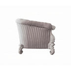 Kai Loveseat, 5 Pillows, Tufted Ivory Fabric, Scrolled, White, 76 Inch