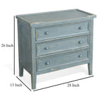 Rena Side End Table with 3 Drawers, 28 Inch Rustic Green Mahogany Wood