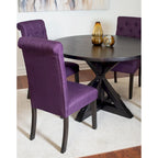5 Piece Round Dining Table Set, Dining Room Furniture Set with Cross-Buck Dining Table and 4 Upholstered Chairs