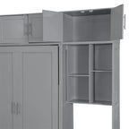 Full/Queen Size Murphy Bed Wall Bed with Desk & Top Cabinet, Folding Murphy Cabinet Bed w/ Storage Shelves, Space Saving Design