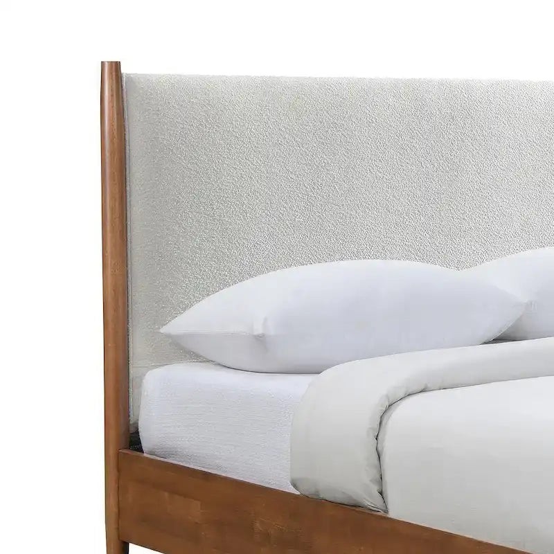 Furniture of America Beau Midcentury 3-Piece Boucle Platform Bedroom Set