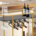 EROMMY Gold Bar Cart with Wheels, Rolling Liquor Cart with Wine Rack and Glass Holder, Modern Bar Trolley for Home Kitchen.