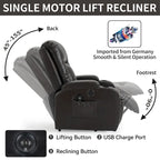 Infinite Position Power Lift Recliner with Massage and Heat, Dual USB Ports, Cup Holders, Side Pockets, Ideal for Seniors