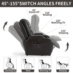 Infinite Position Power Lift Recliner with Massage and Heat, Dual USB Ports, Cup Holders, Side Pockets, Ideal for Seniors