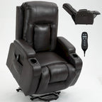 Infinite Position Power Lift Recliner with Massage and Heat, Dual USB Ports, Cup Holders, Side Pockets, Ideal for Seniors