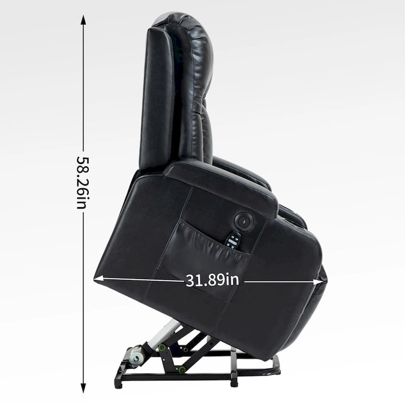 Infinite Position Power Lift Recliner with Massage and Heat, Dual USB Ports, Cup Holders, Side Pockets, Ideal for Seniors