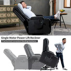 Infinite Position Power Lift Recliner with Massage and Heat, Dual USB Ports, Cup Holders, Side Pockets, Ideal for Seniors
