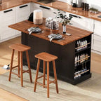53 Farmhouse Kitchen Island With Two Tempered Glass Cabinet Doors(no include stool)
