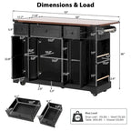 53 Farmhouse Kitchen Island With Two Tempered Glass Cabinet Doors(no include stool)