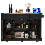 53 Farmhouse Kitchen Island With Two Tempered Glass Cabinet Doors(no include stool)