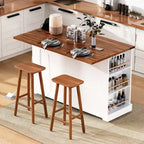 53 Farmhouse Kitchen Island With Two Tempered Glass Cabinet Doors(no include stool)
