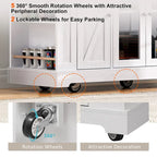 53 Farmhouse Kitchen Island With Two Tempered Glass Cabinet Doors(no include stool)