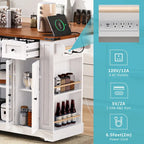 53 Farmhouse Kitchen Island With Two Tempered Glass Cabinet Doors(no include stool)