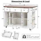 53 Farmhouse Kitchen Island With Two Tempered Glass Cabinet Doors(no include stool)