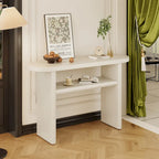 Elegant Minimalist Console Table with Rounded Edges and Sturdy Shelf Design for Entryway