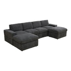 132W 6 - Piece U-Shaped Corduroy Modular Sectional Sofa Couch