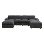 132W 6 - Piece U-Shaped Corduroy Modular Sectional Sofa Couch