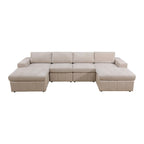 132W 6 - Piece U-Shaped Corduroy Modular Sectional Sofa Couch