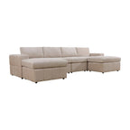 132W 6 - Piece U-Shaped Corduroy Modular Sectional Sofa Couch