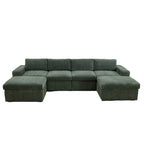 132W 6 - Piece U-Shaped Corduroy Modular Sectional Sofa Couch
